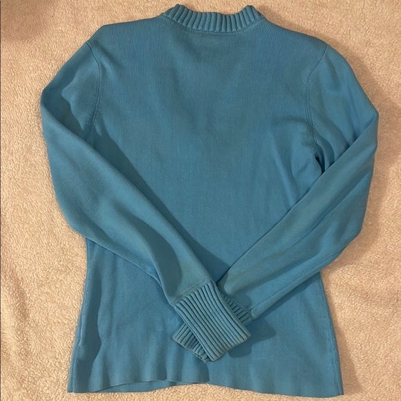Tommy Hilfiger Blue V-Neck Sweater with Ribbed Details - Picture 4 of 4
